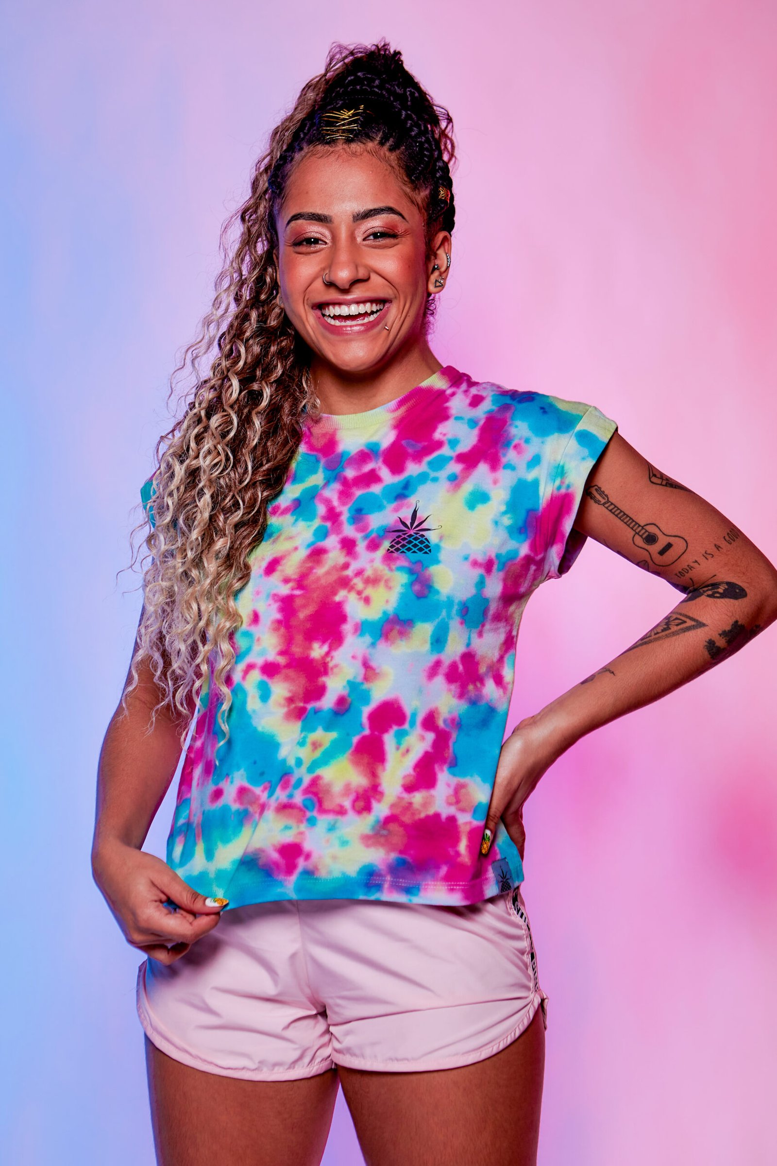 Blusa Dobra Manga Tie dye
